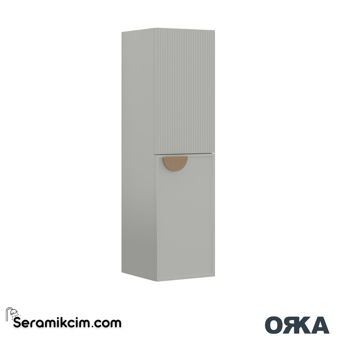 Orka Molino 40cm Açık Raflı Boy Dolabı Altın Kulp Sağ Mat Kaşmir - ORK.BYD1030