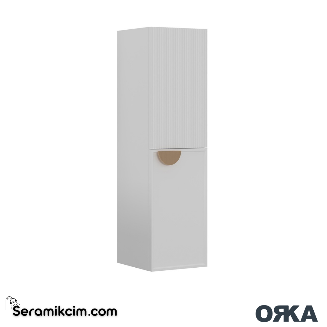 Orka Molino 40cm Açık Raflı Boy Dolabı Altın Kulp Sağ Mat Beyaz - ORK.BYD1028