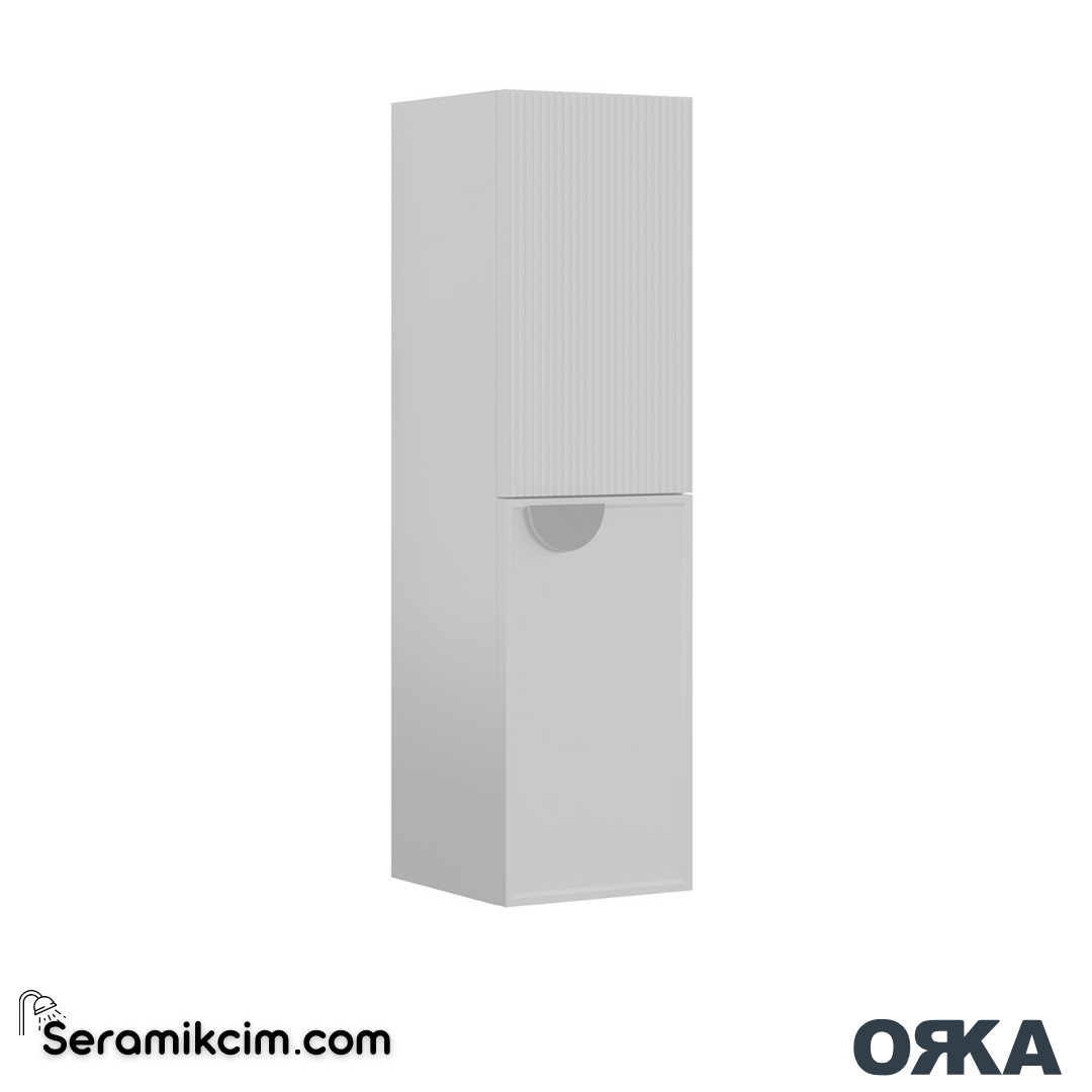 Orka Molino 40cm Açık Raflı Boy Dolabı Krom Kulp Sağ Mat Beyaz - ORK.BYD1033