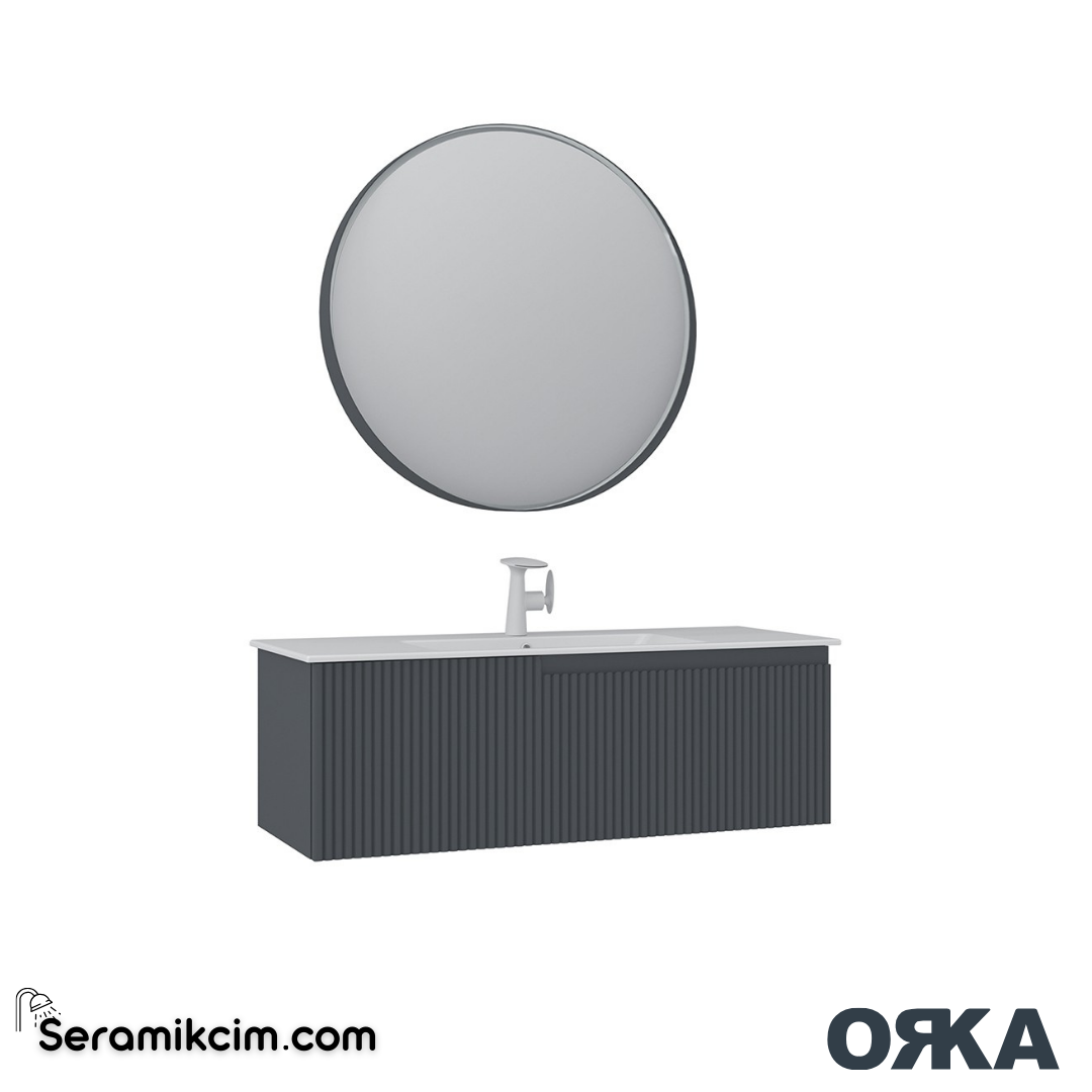 Orka Moonlight 120cm Banyo Dolabı Set Tek Çekmeceli Mat Antrasit - ORK163.120.01.TKM