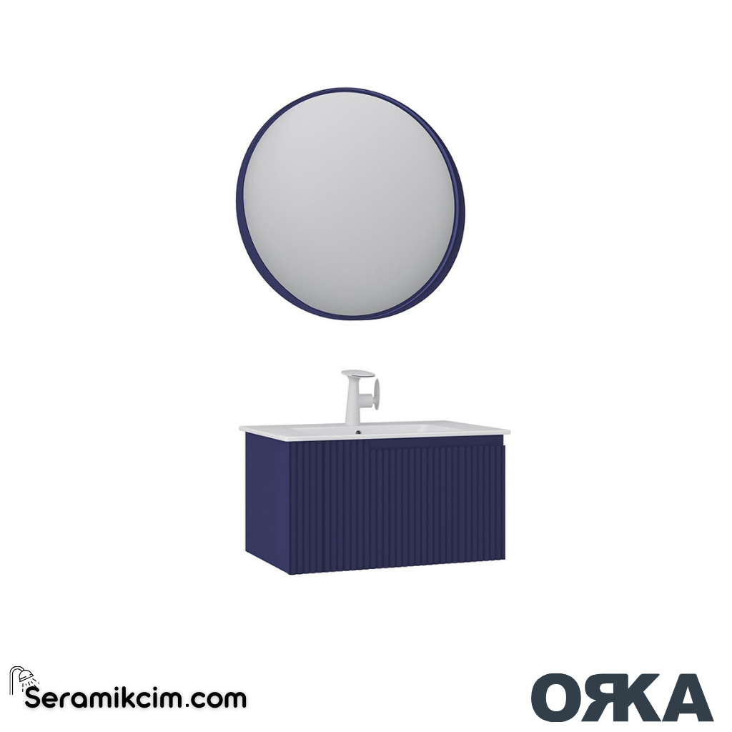Orka Moonlight 70cm Banyo Dolabı Set Tek Çekmeceli Mat Lacivert - ORK163.70.05.TKM