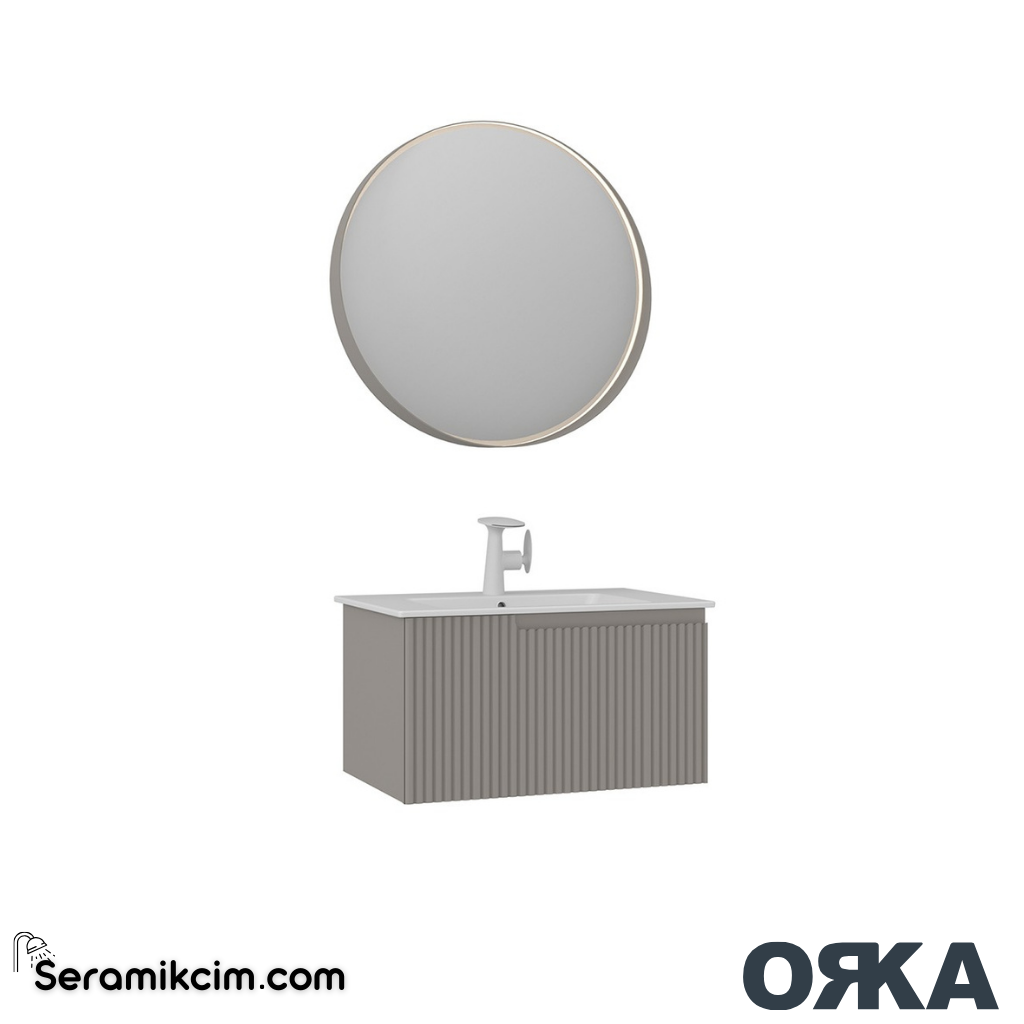 Orka Moonlight 70cm Banyo Dolabı Set Tek Çekmeceli Mat Vizon - ORK163.70.06.TKM
