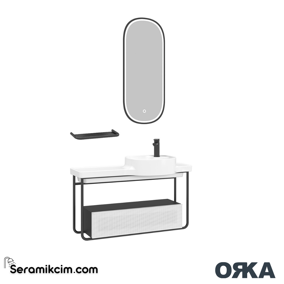 Orka Noto 100cm Banyo Dolabı Set Mat Beyaz - ORK171.100.01.TKM