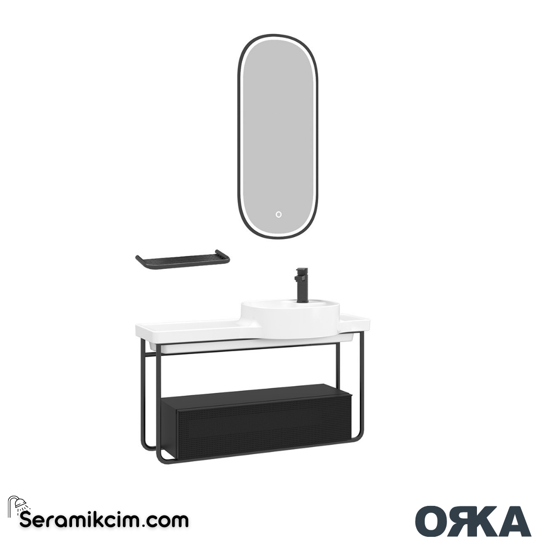 Orka Noto 100cm Banyo Dolabı Set Mat Siyah - ORK171.100.02.TKM