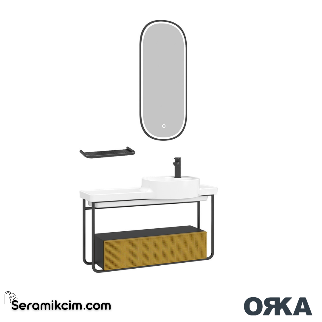 Orka Noto 100cm Banyo Dolabı Set Mat Sarı - ORK171.100.03.TKM