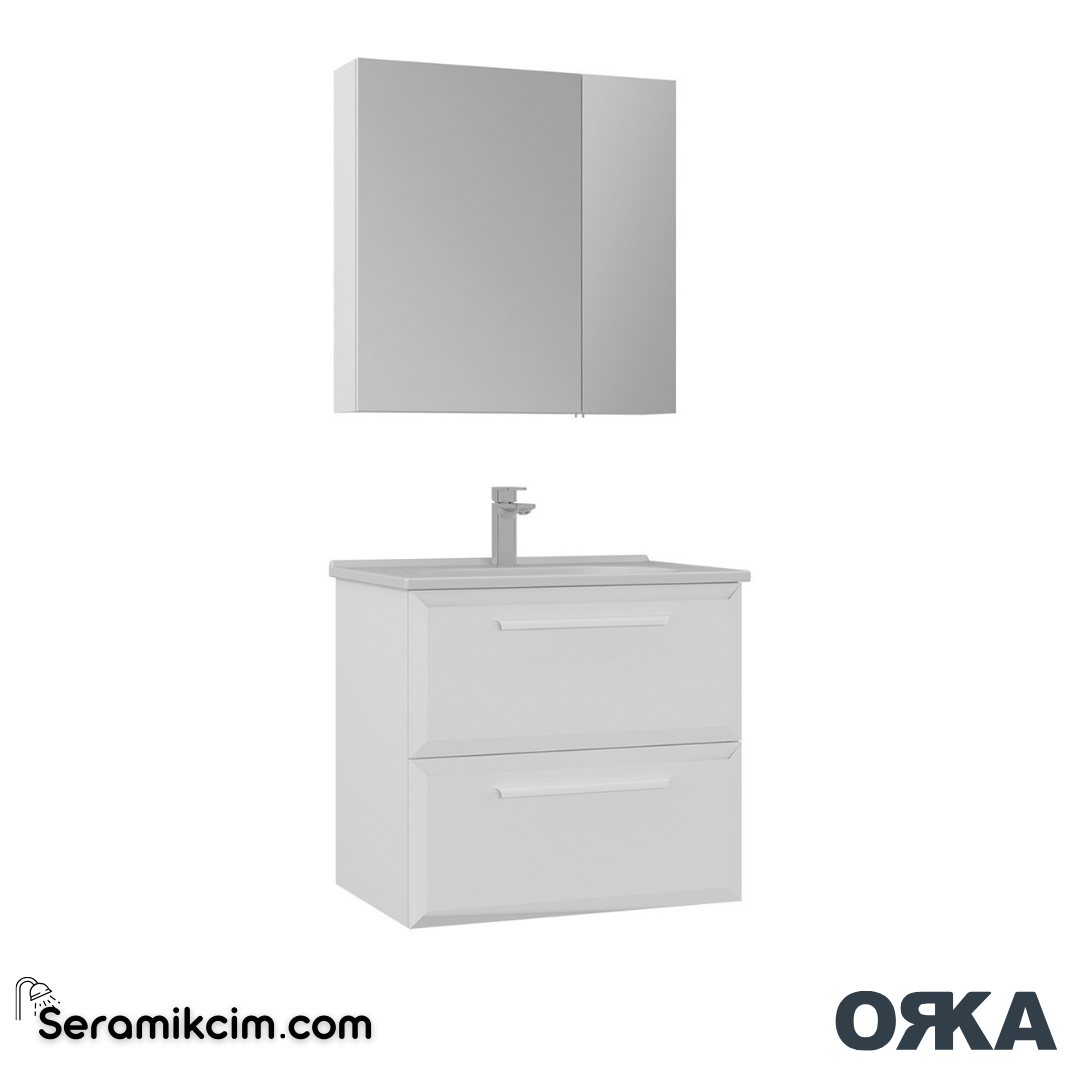 Orka Nuvola 65cm Banyo Dolabı Set Parlak Beyaz - ORK17.65.02.TKM