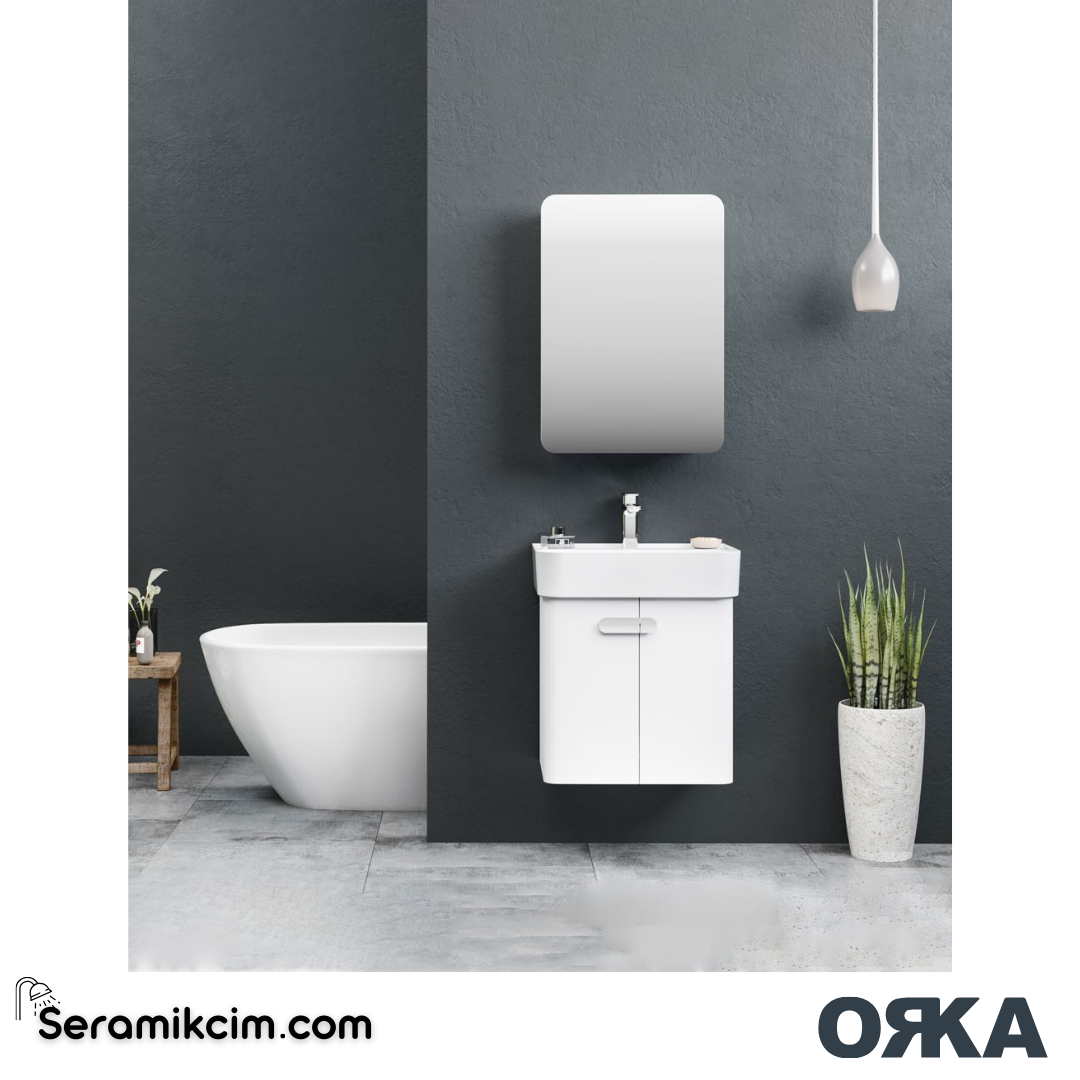 Orka Orbit 55cm Banyo Dolabı Set Parlak Beyaz - ORK180.55.02.TKM