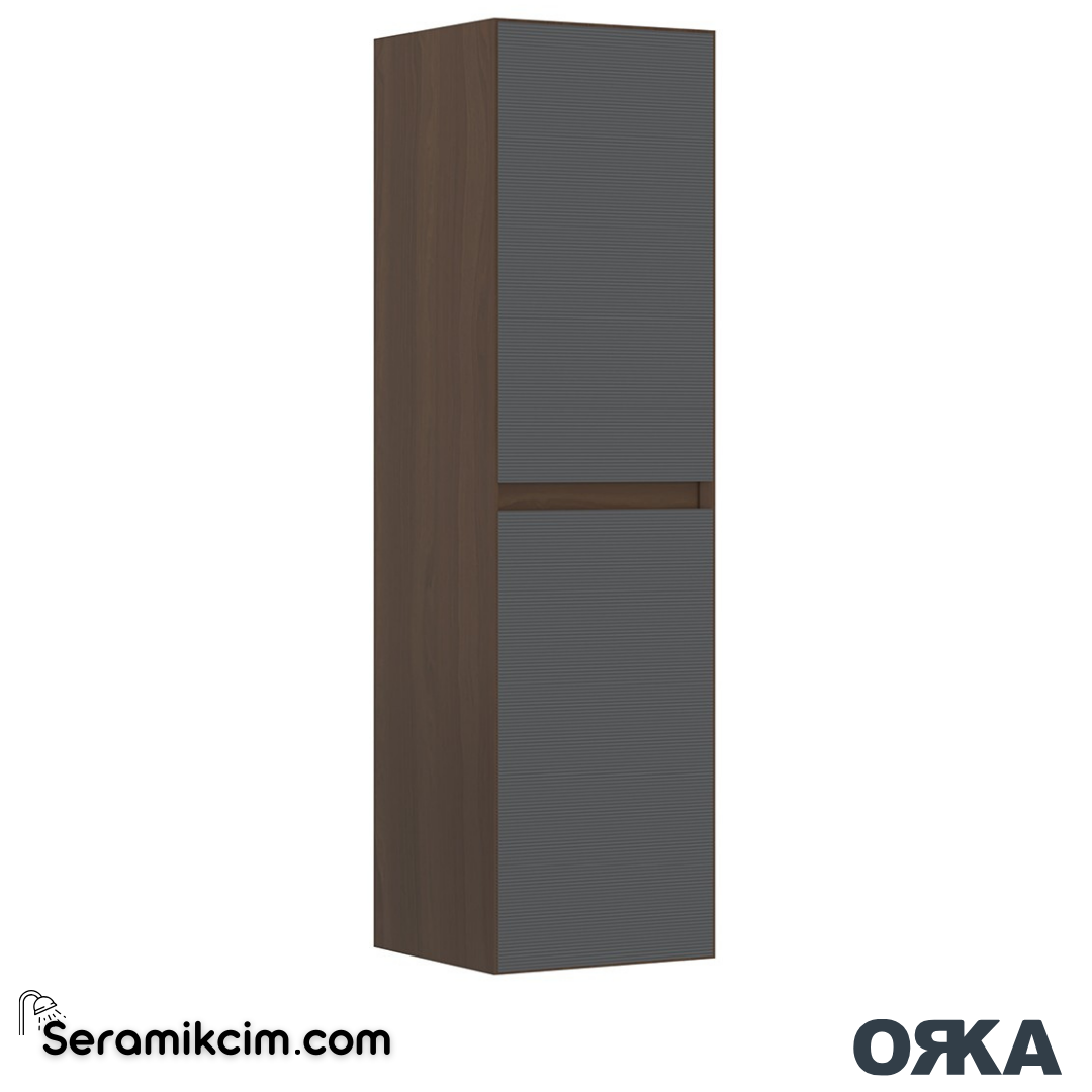 Orka Pacific 40cm Boy Dolabı (Sağ-Sol) Mocha Meşe / Mat Gri - ORK.BYD1048