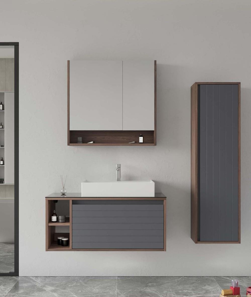 Orka Prato 100cm Banyo Dolabı Set Navaro / Mat Antrasit