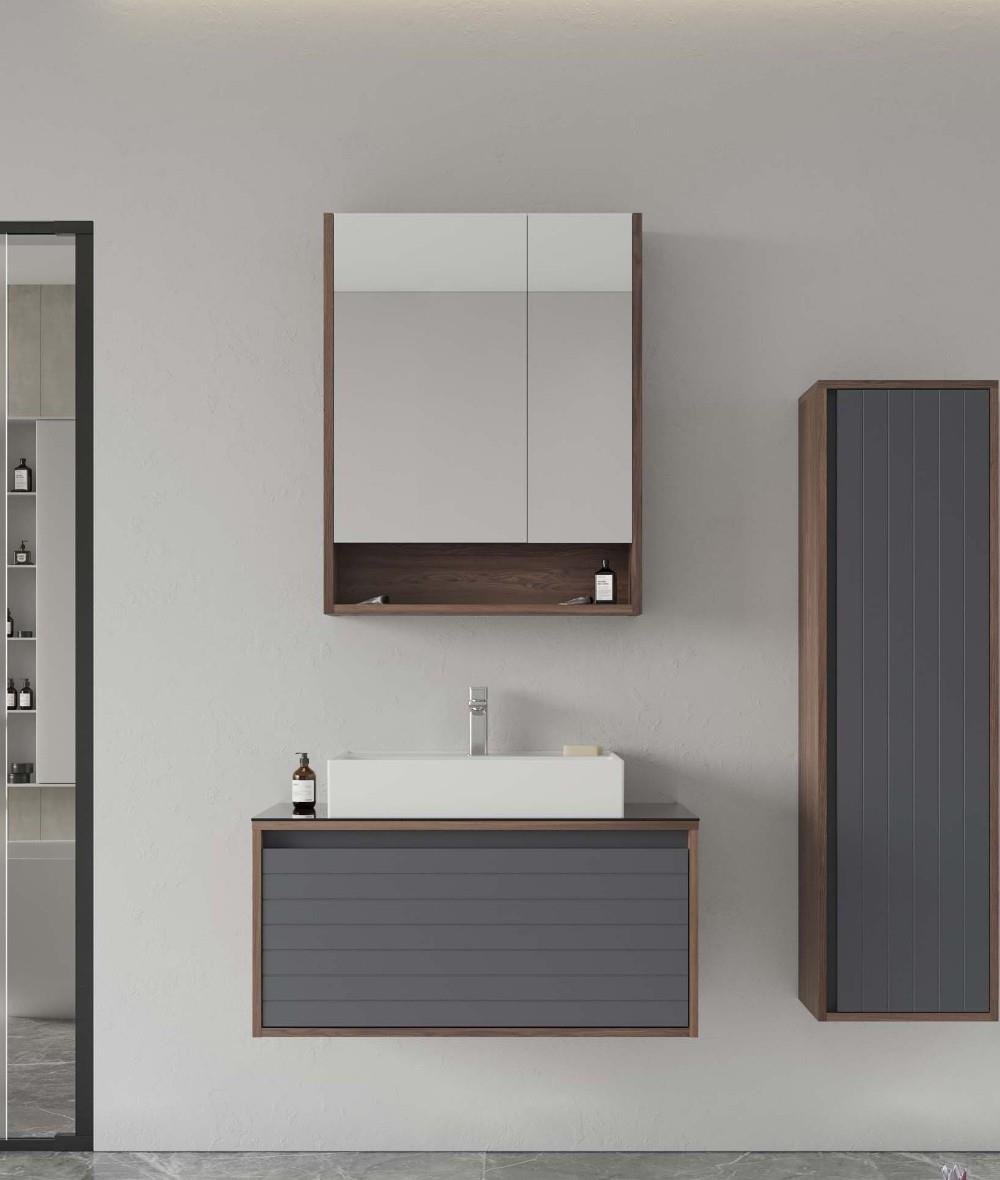 Orka Prato 80cm Banyo Dolabı Set Navaro / Mat Antrasit