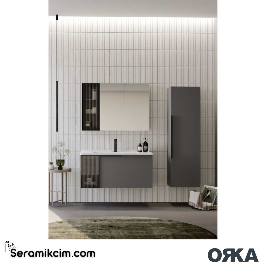Orka Pure 40cm Boy Dolabı (Sağ-Sol) Mat Gri - ORK.BYD1156