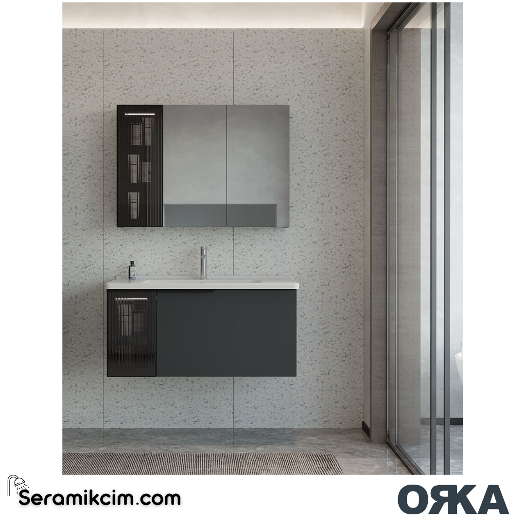 Orka Pure 80cm Banyo Dolabı Set Mat Gri - ORK202.80.03.TKM
