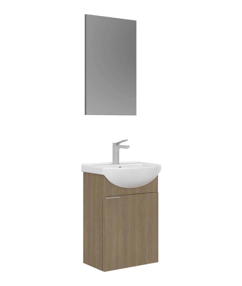 Orka Purus 45cm Asma Banyo Dolabı Set Kapaklı Düz Aynalı Budva