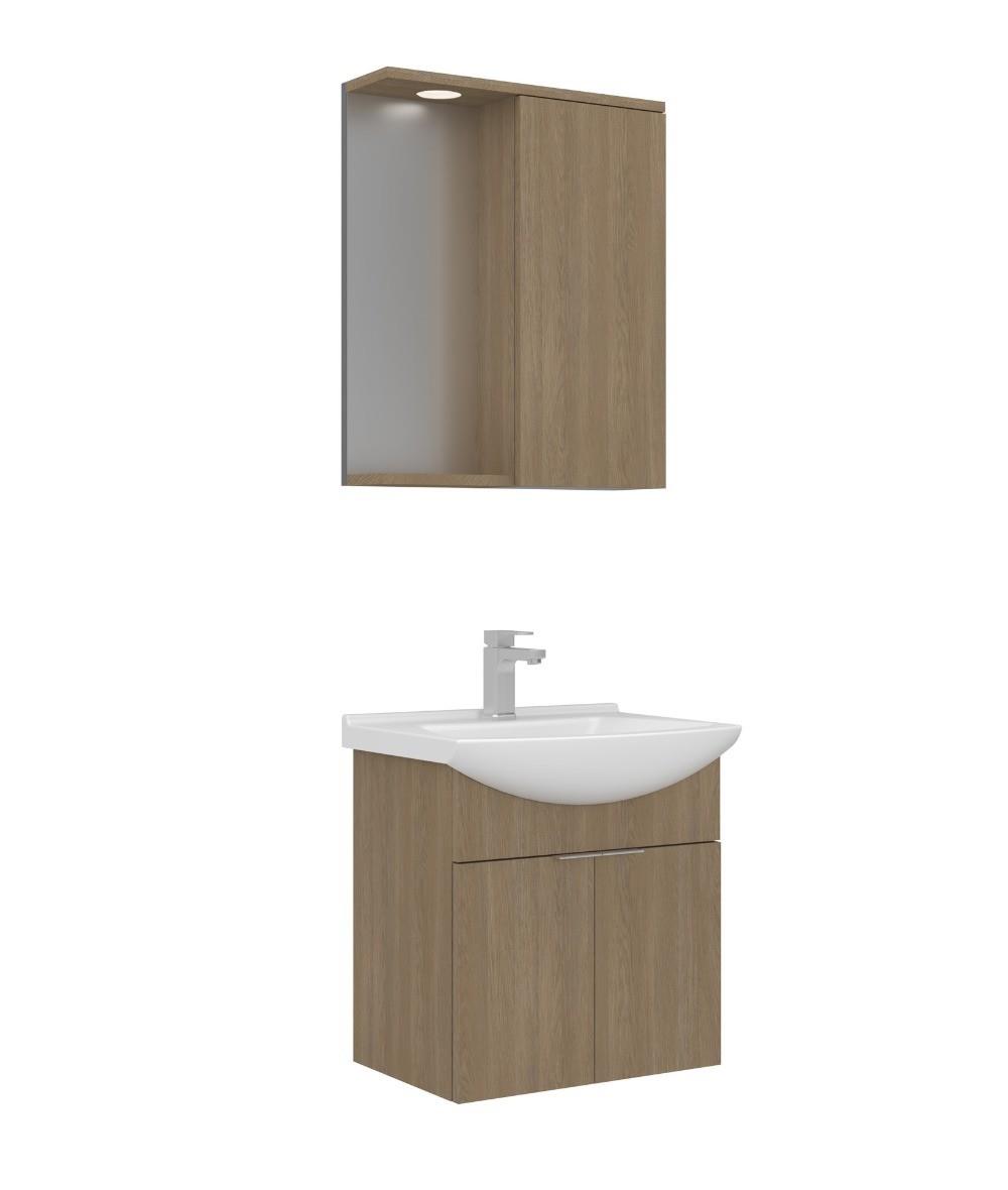 Orka Purus 55cm Asma Banyo Dolabı Set Kapaklı Spot Aynalı Budva