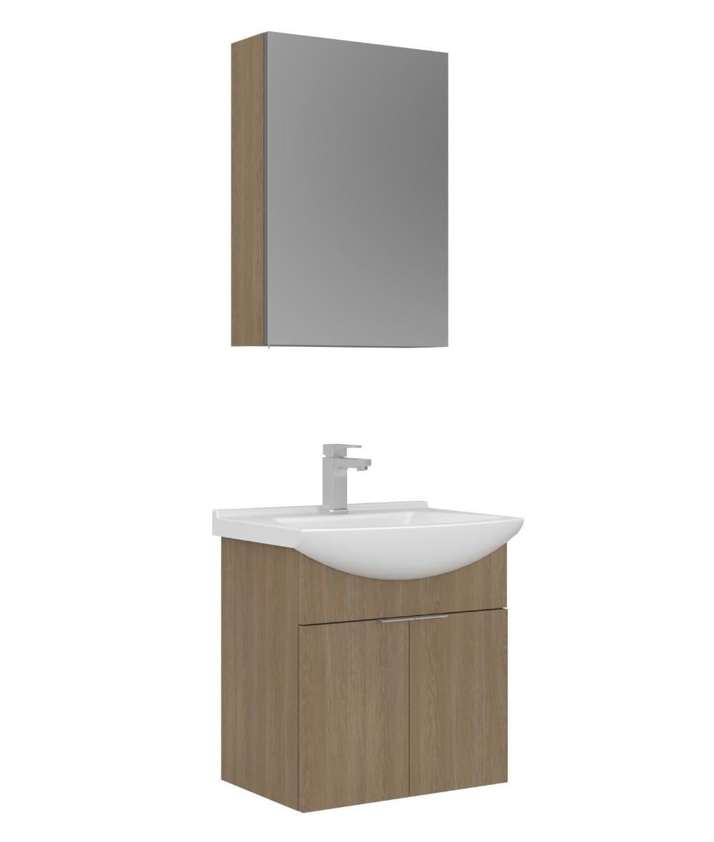 Orka Purus 55cm Asma Banyo Dolabı Set Kapaklı Dolaplı Ayna Budva