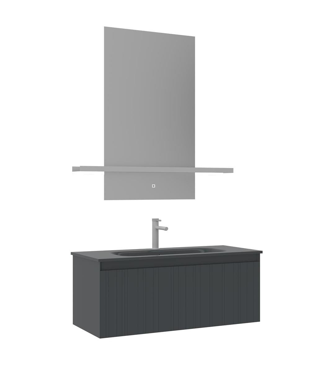 Orka Salina 100cm Banyo Dolabı Set Mat Antrasit