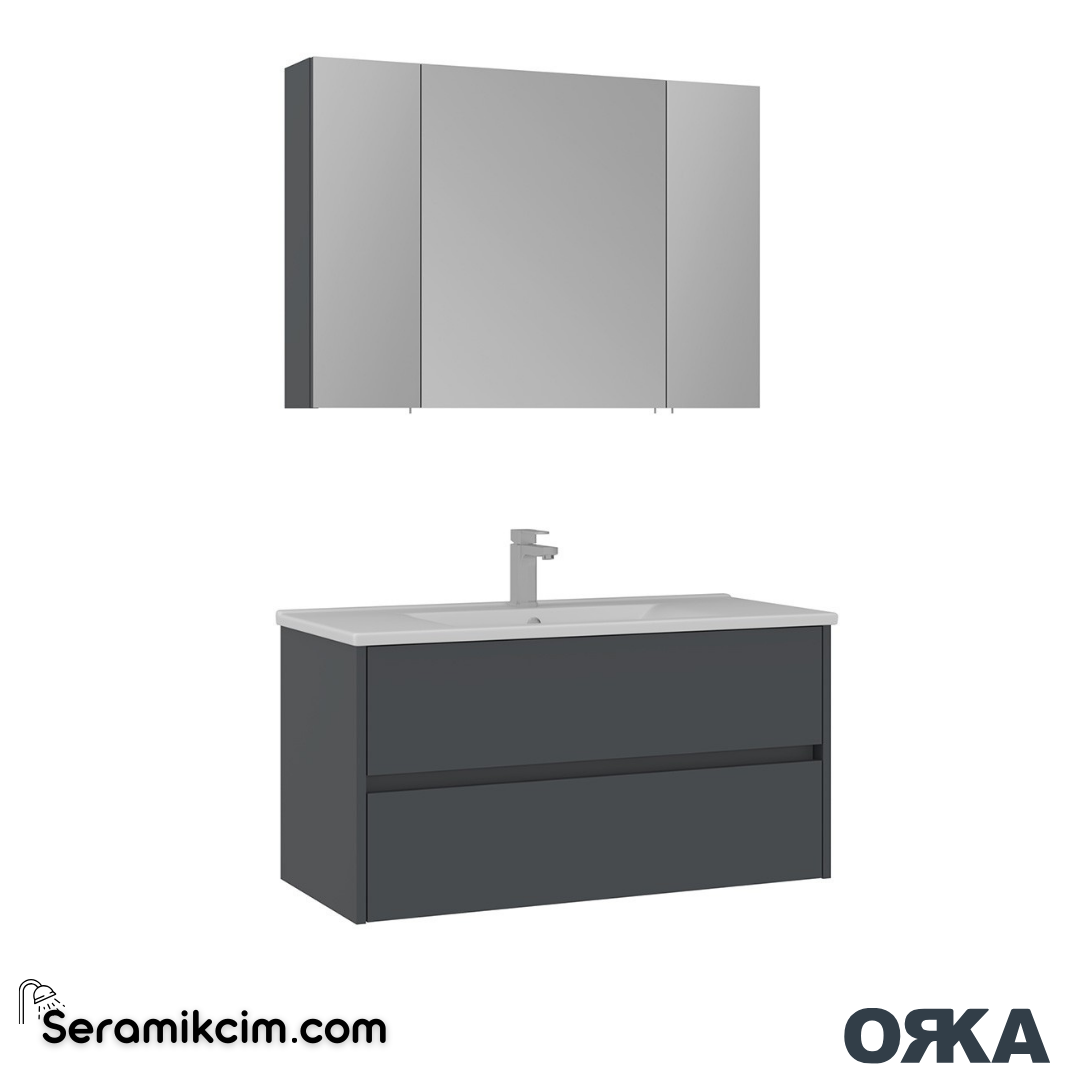 Orka Side 100cm Çekmeceli Banyo Dolabı Set Antrasit - ORK225.100.01.TKM