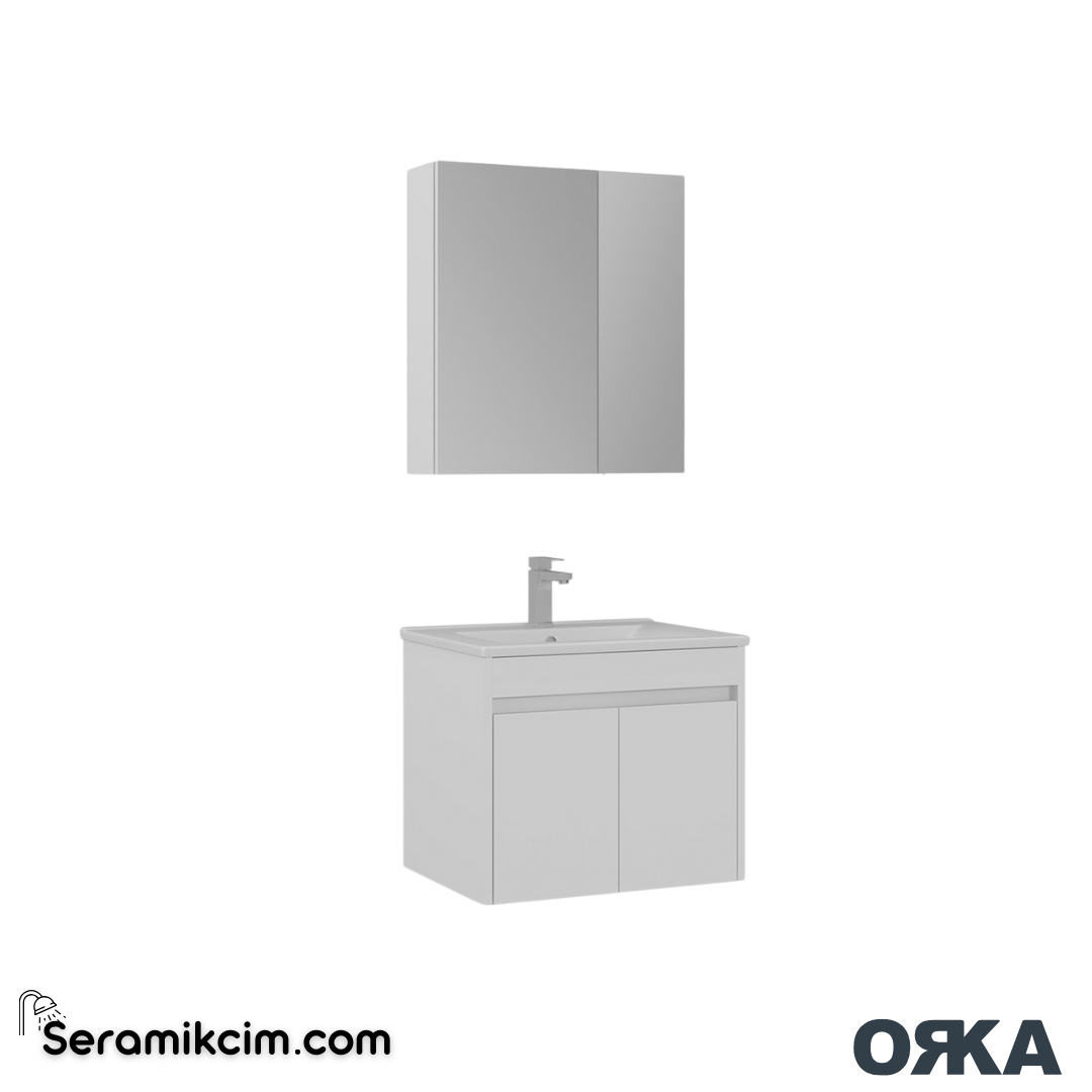 Orka Side 65cm Kapaklı Banyo Dolabı Set Beyaz - ORK224.65.02.TKM