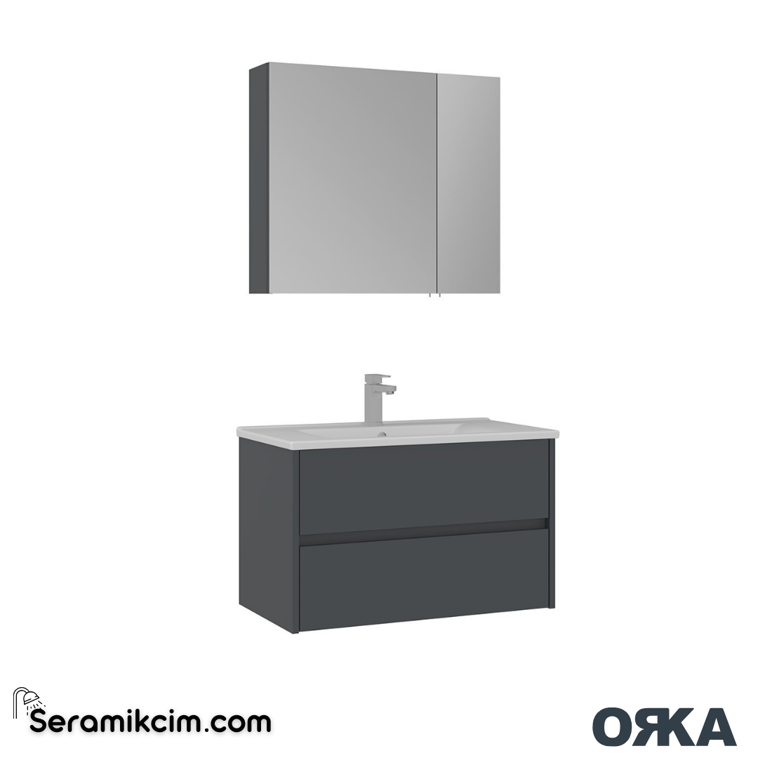 Orka Side 85cm Çekmeceli Banyo Dolabı Set Antrasit - ORK225.85.01.TKM