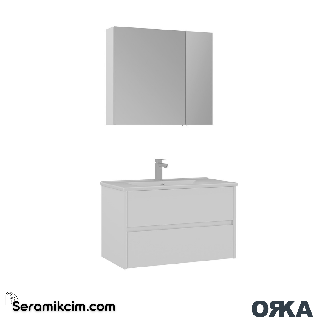Orka Side 85cm Çekmeceli Banyo Dolabı Set Beyaz - ORK225.85.02.TKM