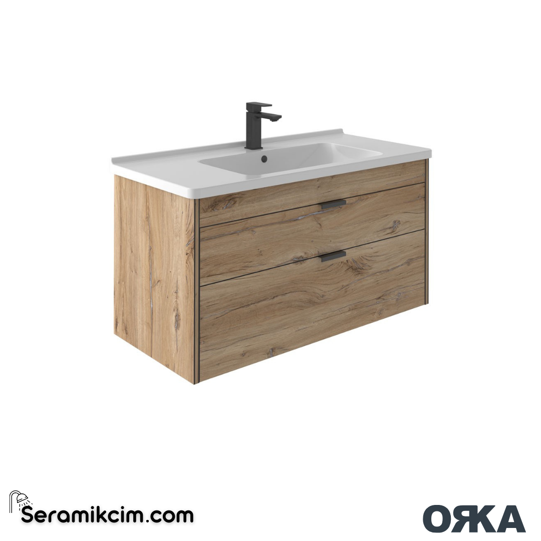 Orka Trio 100cm Asma Banyo Dolabı Set Çekmeceli Senza - ORK243.100.02.TKM