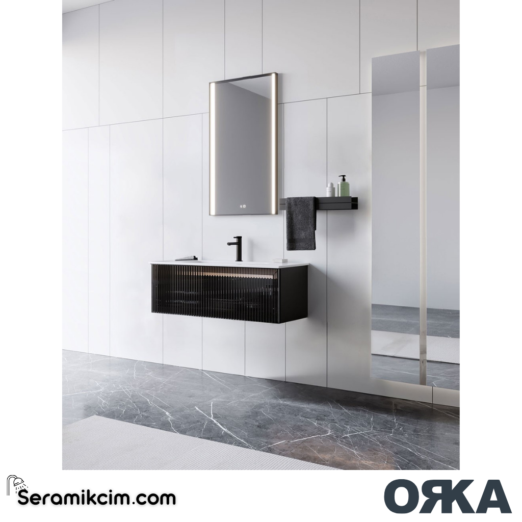 Orka Urban 80cm Banyo Dolabı Set Mat Siyah - ORK25.80.04.TKM