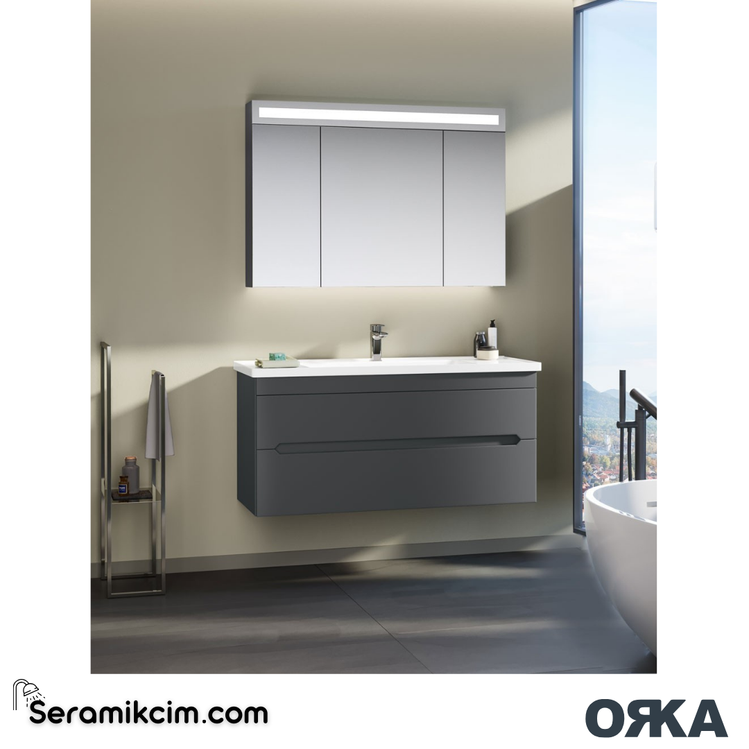 Orka Varna 120cm Banyo Dolabı Set Mat Gri - ORK270.120.03.TKM