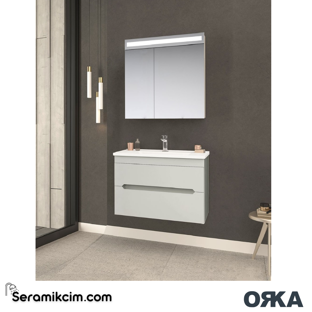Orka Varna 80cm Banyo Dolabı Set Mat Gri - ORK270.80.03.TKM