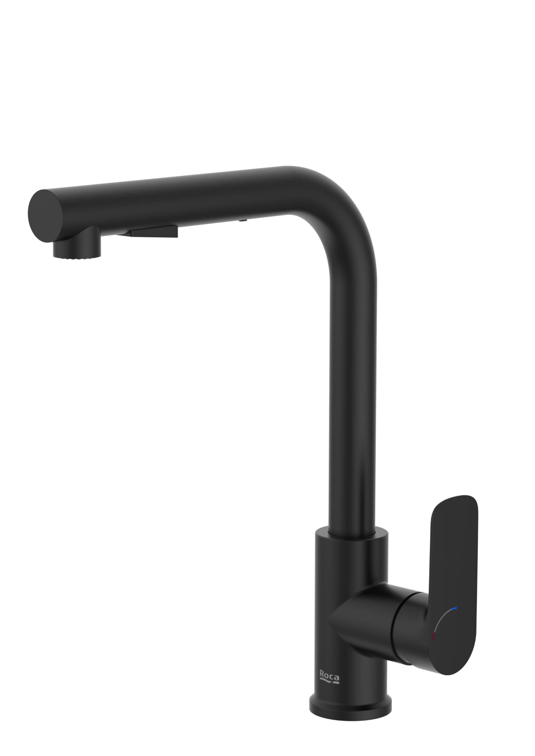 Roca Cala Döner Çıkış Uçlu Pull-Out Eviye Bataryası Mat Siyah, Cold Start A5A856ENB0 - A5A856ENB0