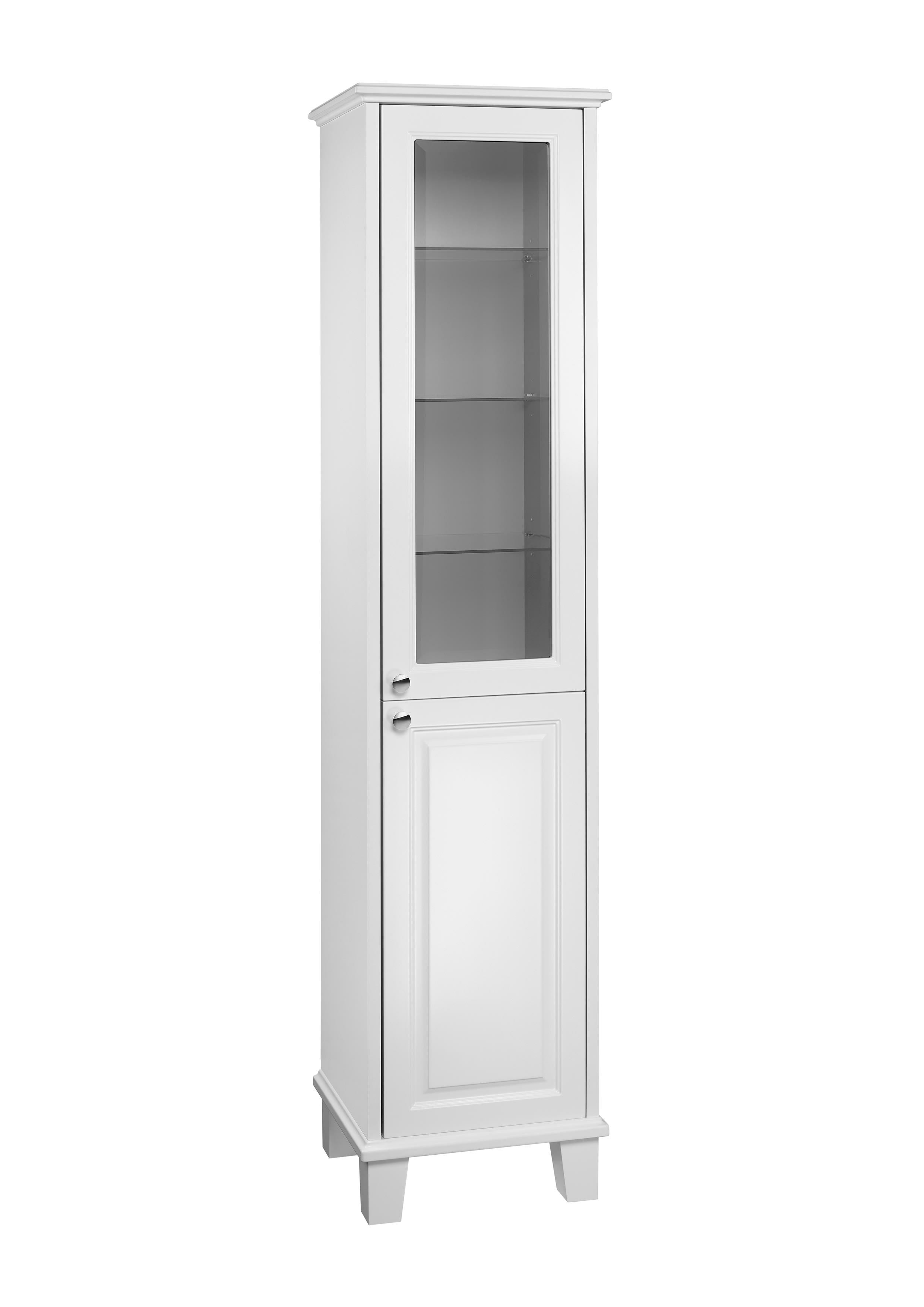 Roca Carmen Üstü Cam Kapaklı , LED Aydınlatmalı, Ayarlanabilir Yükseklikte Boy Dolabı, Beyaz Saten, 1900 mm A857137415 - A857137415