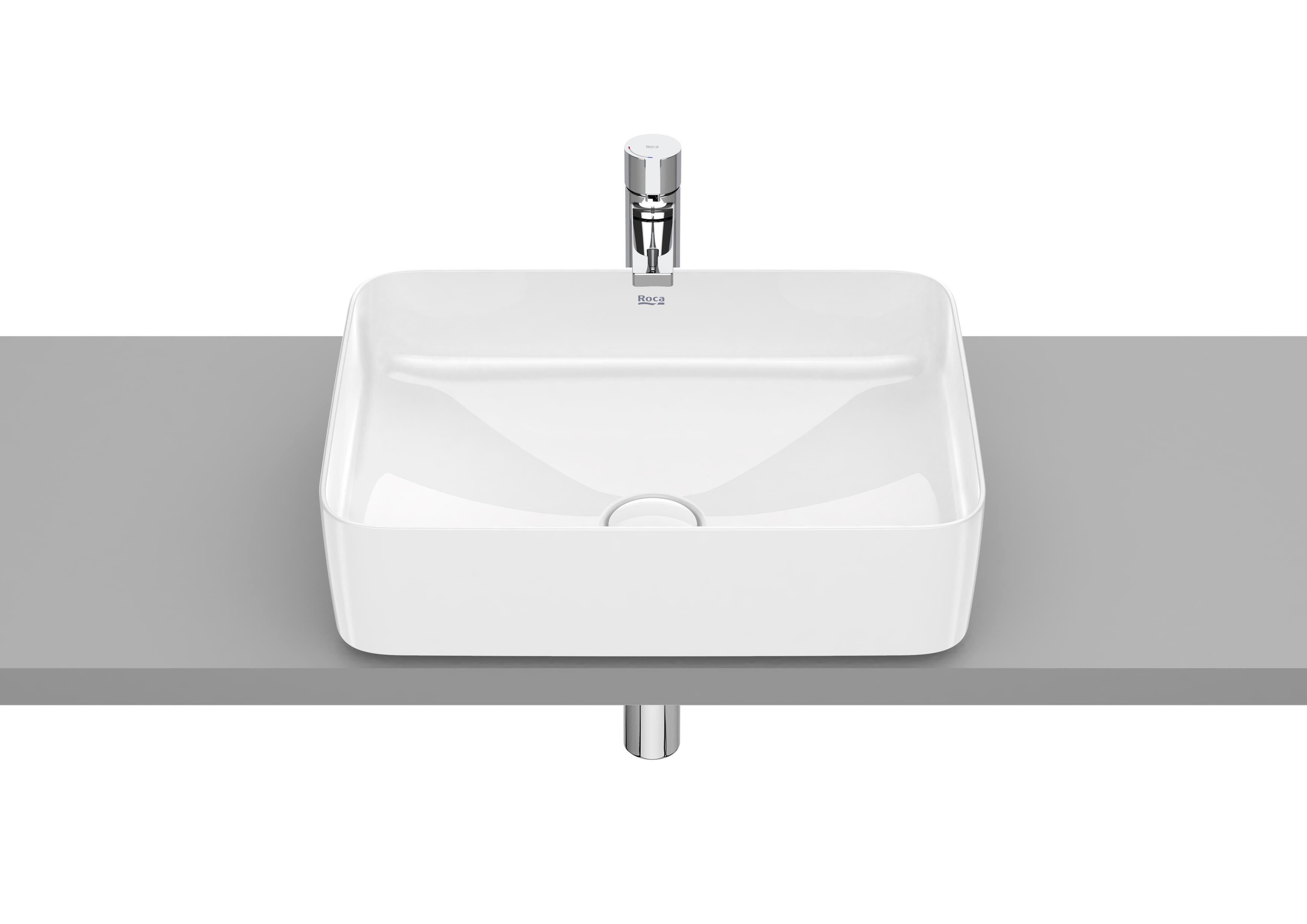 Roca Inspira Square FINECERAMIC® Tezgah Üstü Lavabo Beyaz 500 x 370 mm A327530000 - A327530000
