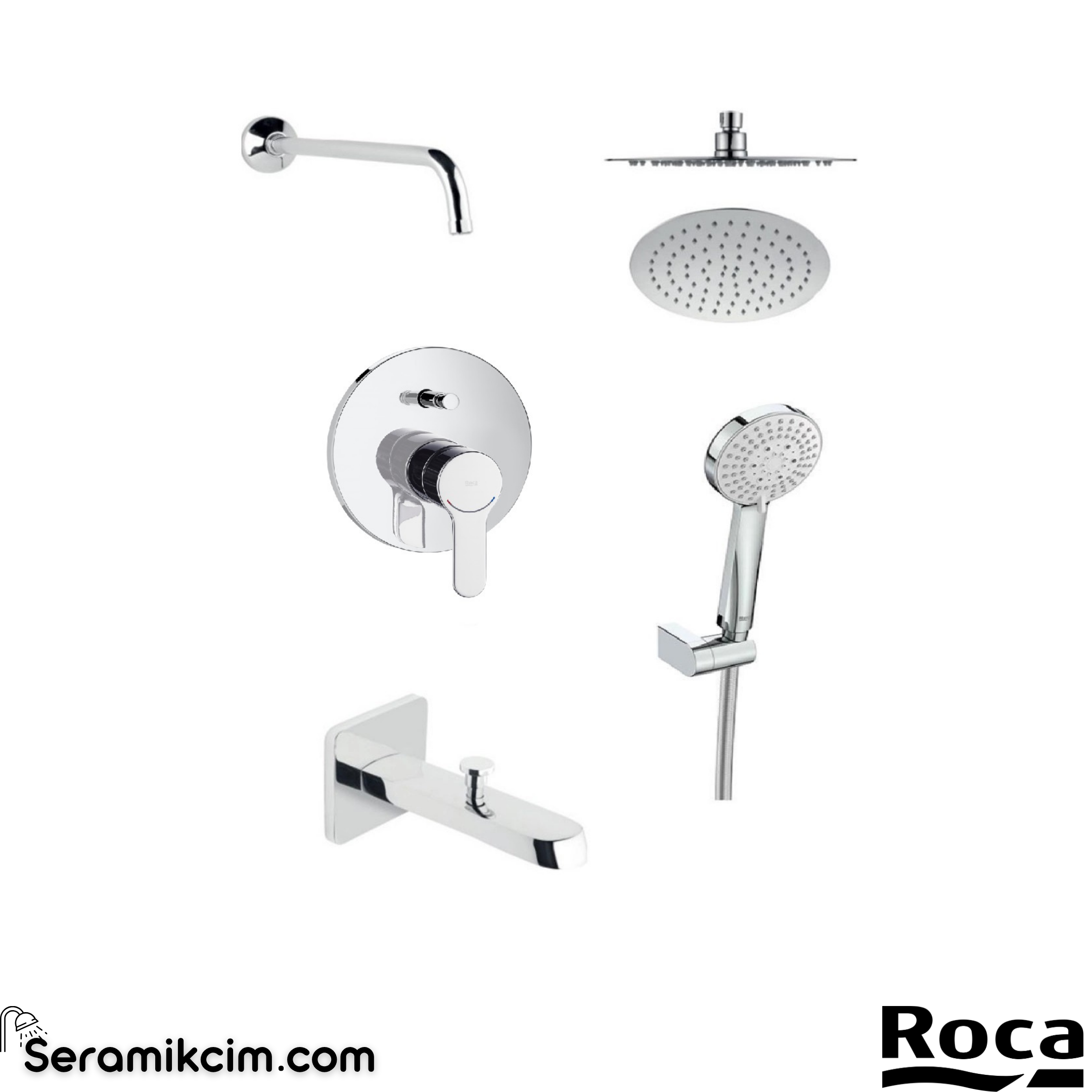 Roca L20 5li Ankastre Banyo Seti (Duvardan Bağlantı Borulu) A5D1509C0K