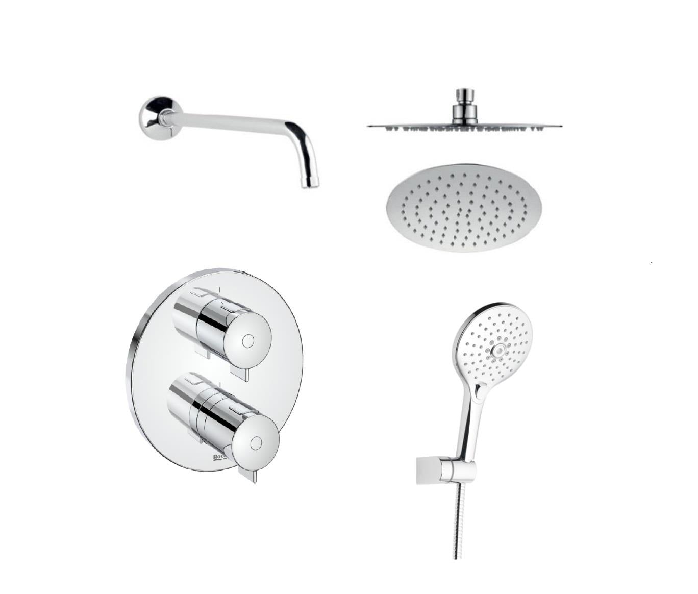 Roca T-500 5li Ankastre Banyo Seti (Duş Dirsekli - Tavandan Bağlantı Borulu) A5D2118C0K - A5D2118C0K