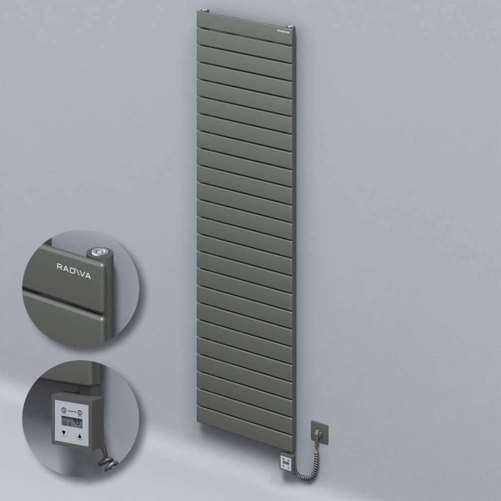 Tip 10H Elektrikli Çelik Dekoratif Radyatör 1772x500 Antrasit (KTX3 Termostat) 1000W Spiral Kablolu