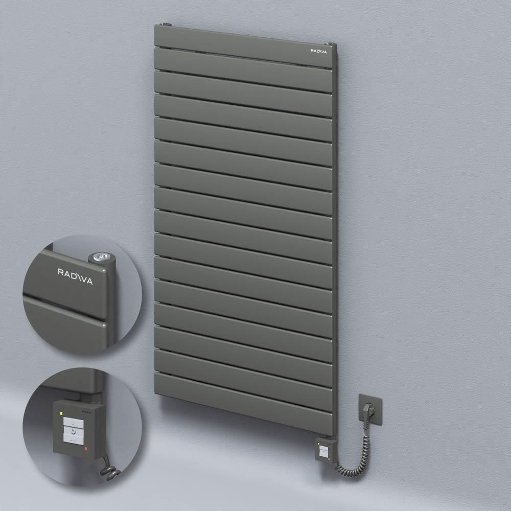 Tip 10H Elektrikli Çelik Dekoratif Radyatör 1180x700 Antrasit (KTX1 Termostat) 1000W Spiral Kablolu