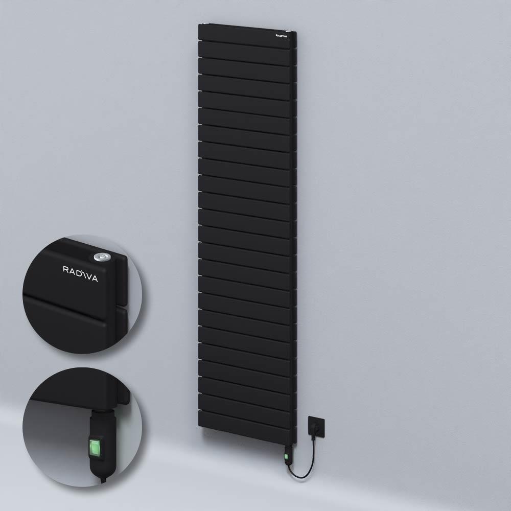 Tip 20H Elektrikli Çelik Dekoratif Radyatör 1772x500 Siyah (On/Off Düğmeli) 1500W