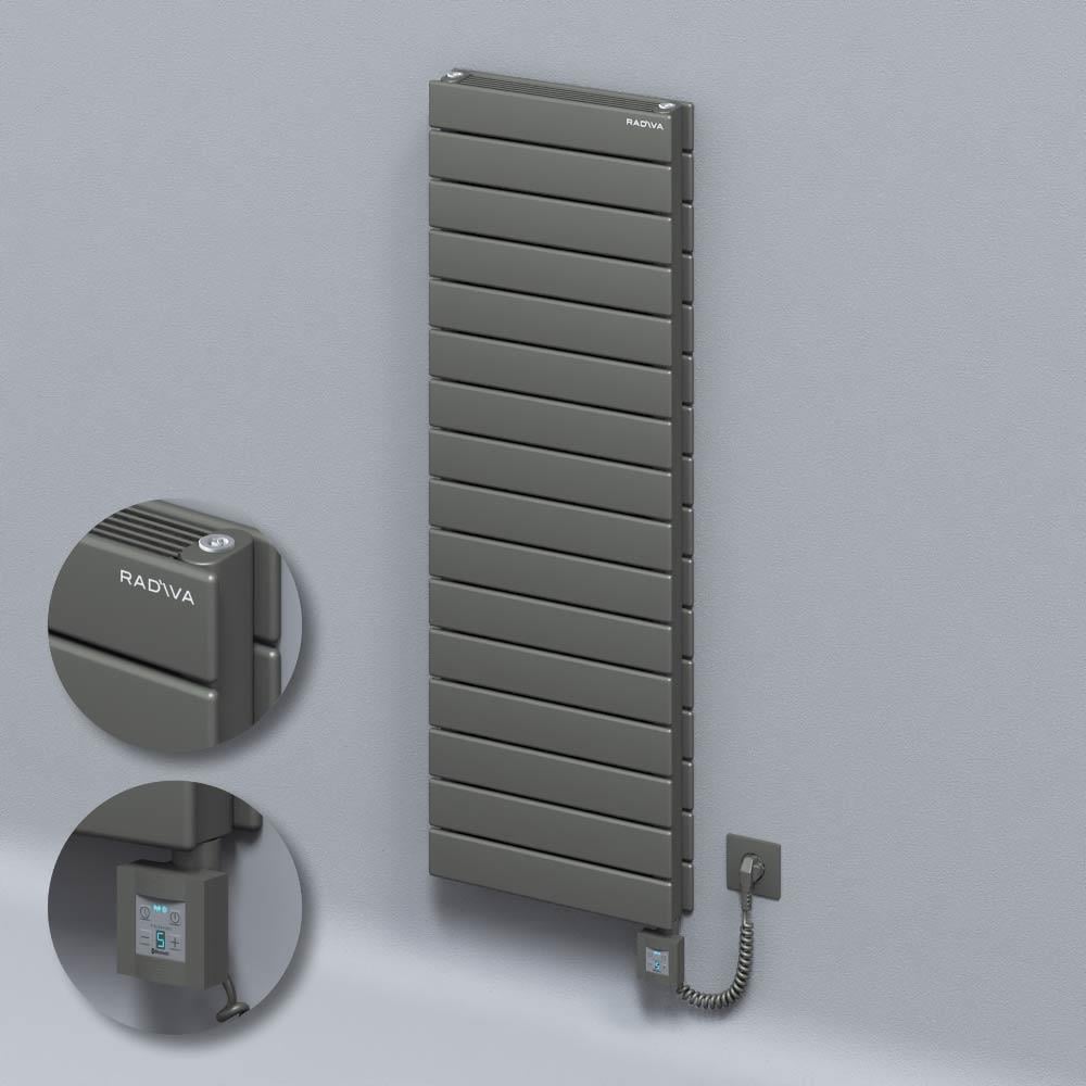 Tip 21H Elektrikli Çelik Dekoratif Radyatör 1180x400 Antrasit (KTX4 Termostat) 1000W Spiral Kablolu