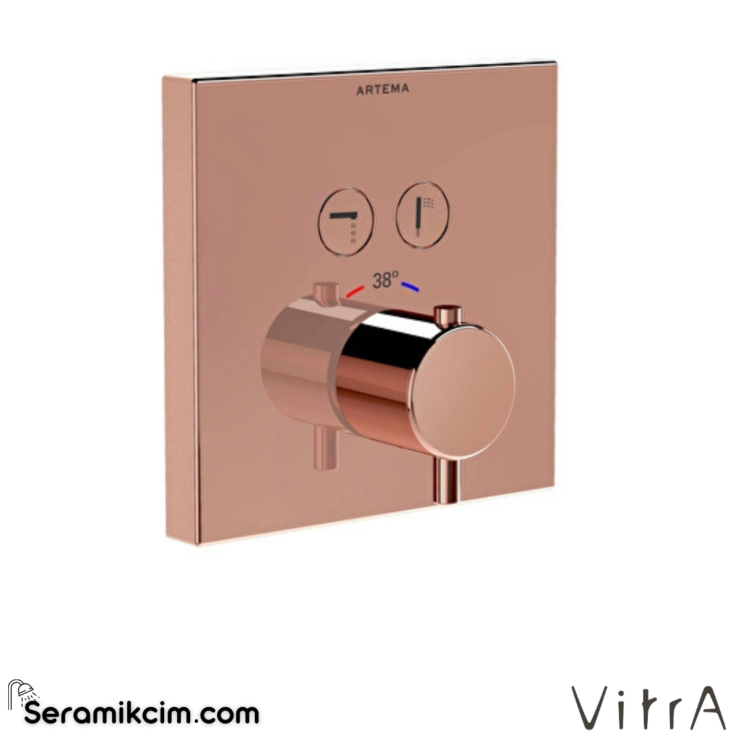 VitrA AquaHeat AquaControl Square Ankastre Termostatik Banyo Bataryası (sıva üstü grubu) Soft Bakır A4274629 - A4274629