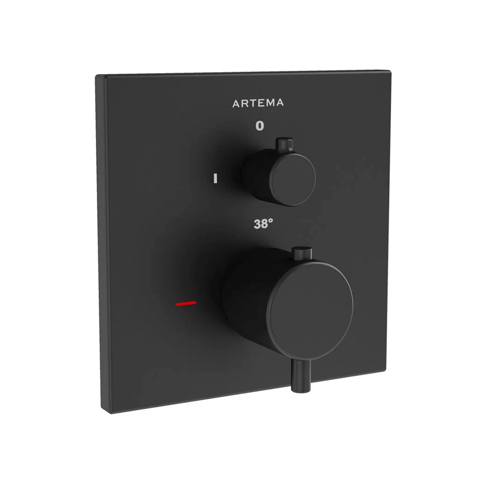 Vitra Aquaheat Square Ankastre Termostatik Banyo Bataryası (V-Box Sıva Üstü Grubu), Mat Siyah - A4266836