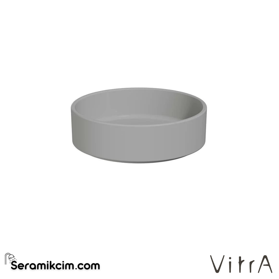 VitrA Archiplan Çanak Lavabo Yuvarlak, 40x40 cm Armatür Deliksiz, Su Taşma Deliksiz, Mat Taş Gri - 7439B076-0016