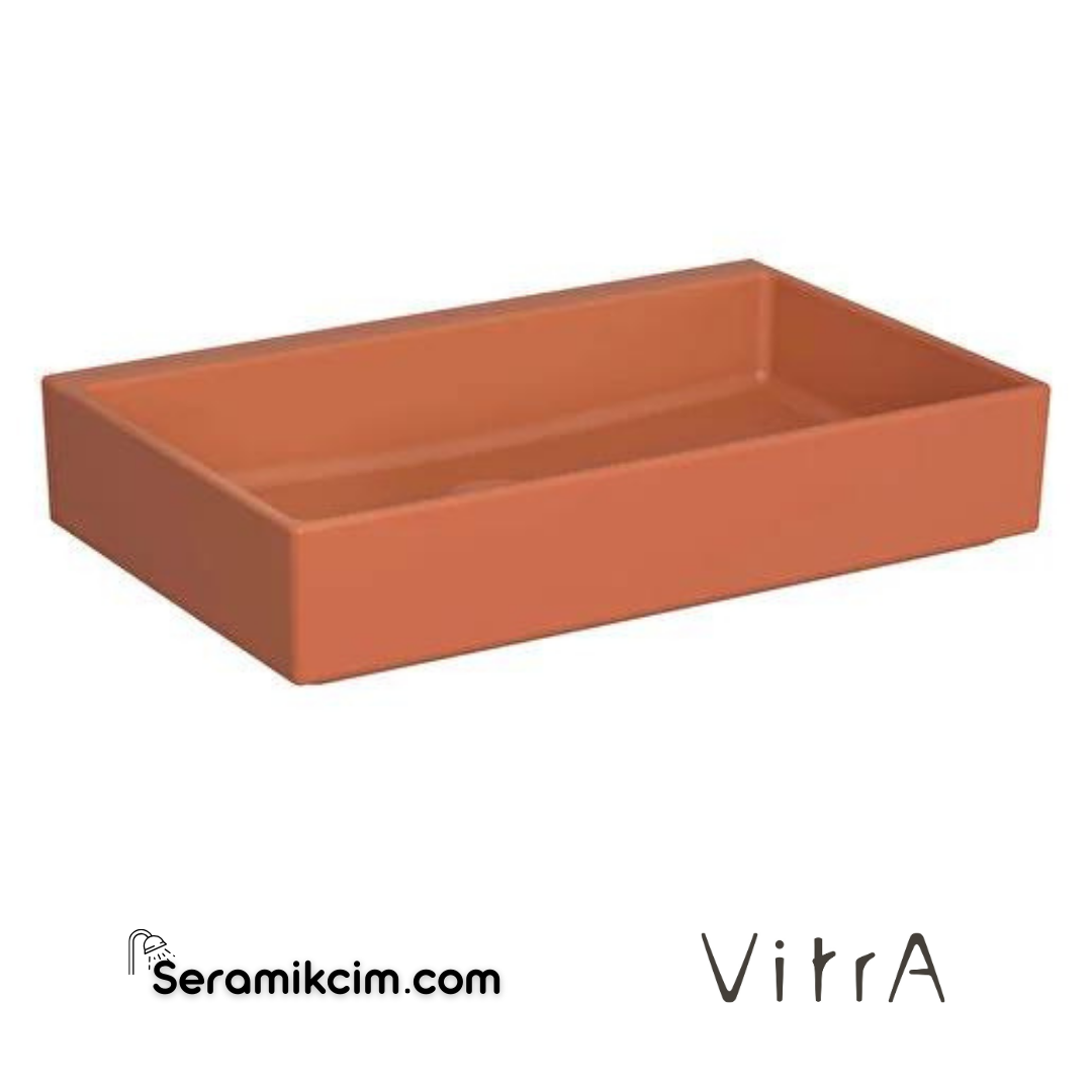 VitrA Archiplan Çanak Lavabo Yuvarlak, 40x40 cm Armatür Deliksiz, Su Taşma Deliksiz, Mat Terra Rosa - 7442B077-0016