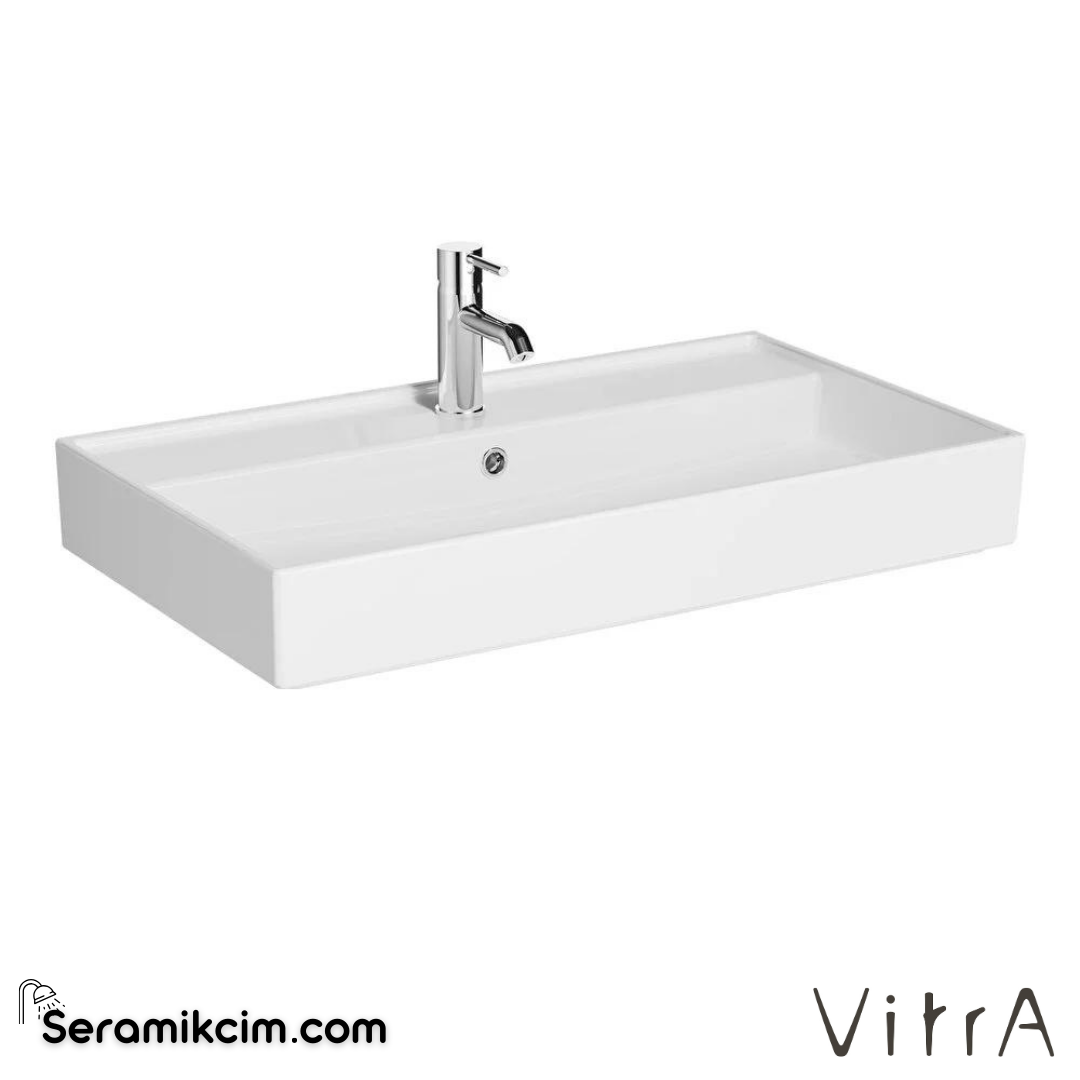 VitrA Archiplan Lavabo 80x46 cm Tek Armatür Delikli, Su Taşma Delikli, Beyaz - 7415B003-0001