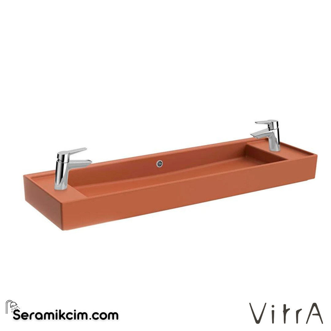 VitrA Archiplan Lavabo Kompakt, 120x38 cm Su Taşma Delikli, Mat Terra Rosa - 7410B077-1452
