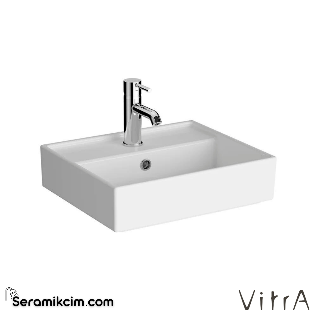 VitrA Archiplan Lavabo Kompakt, 45x38 cm Tek Armatür Delikli, Su Taşma Delikli, Beyaz - 7400B003-0001