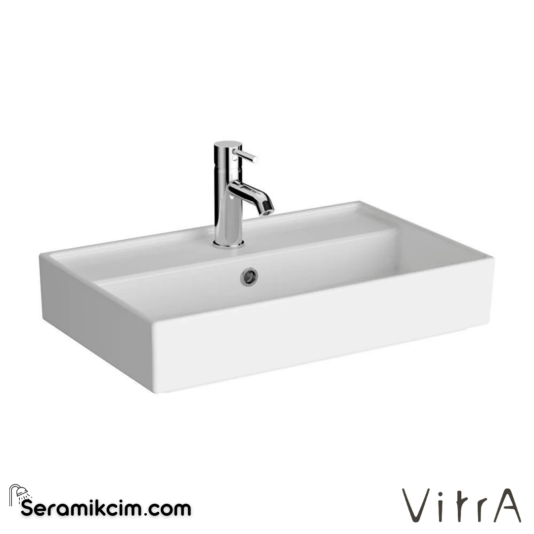 VitrA Archiplan Lavabo Kompakt, 60x38 cm Tek Armatür Delikli, Su Taşma Delikli, Beyaz - 7401B003-0001