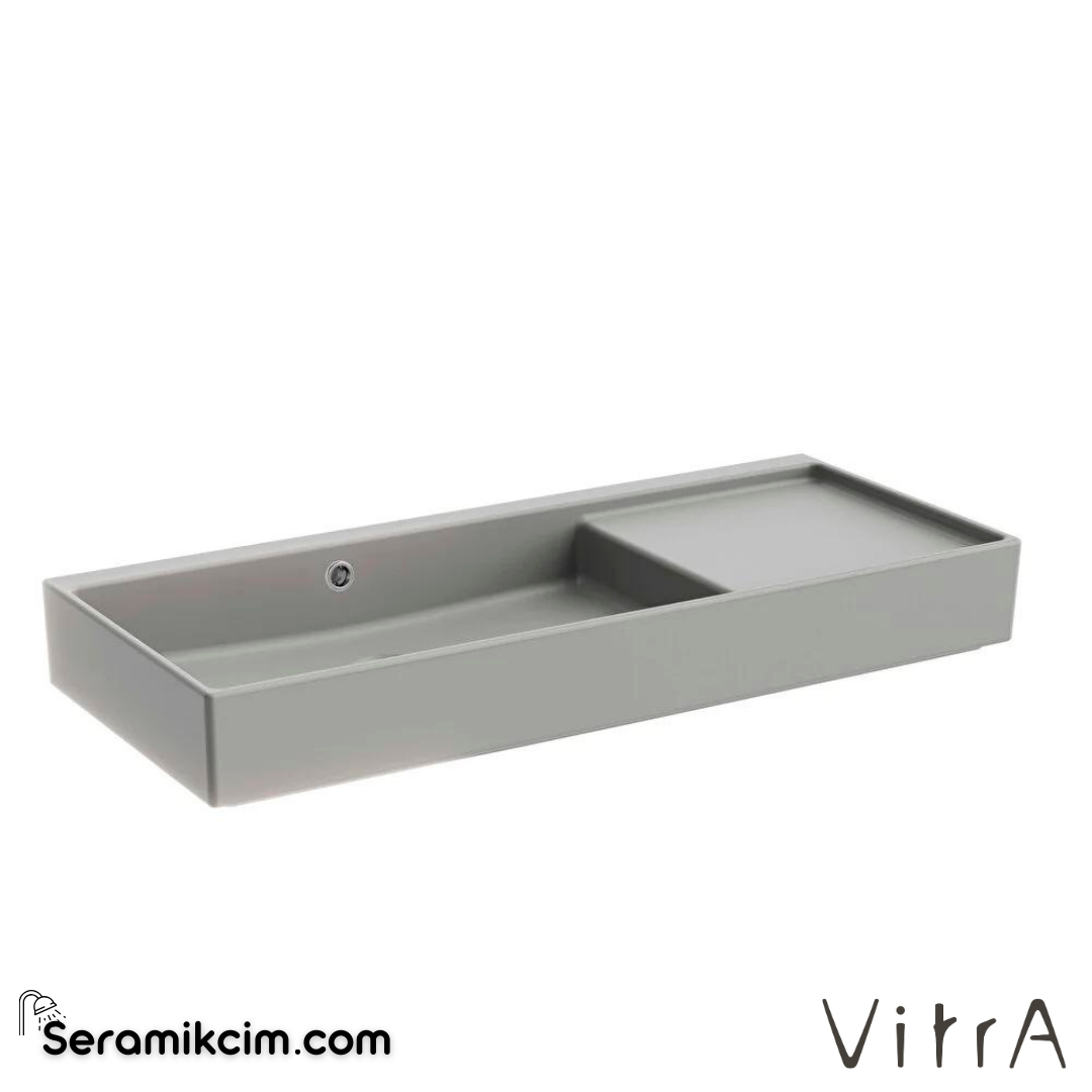 VitrA Archiplan Lavabo Kompakt, 90x38 cm Armatür Deliksiz, Su Taşma Delikli, Mat Taş Gri - 7405B076-0012