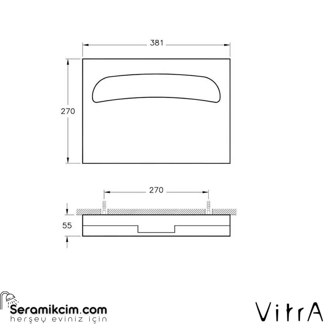 Vitra Arkitekta Klozet Kapak Örtüsü Dispanseri, Paslanmaz Çelik