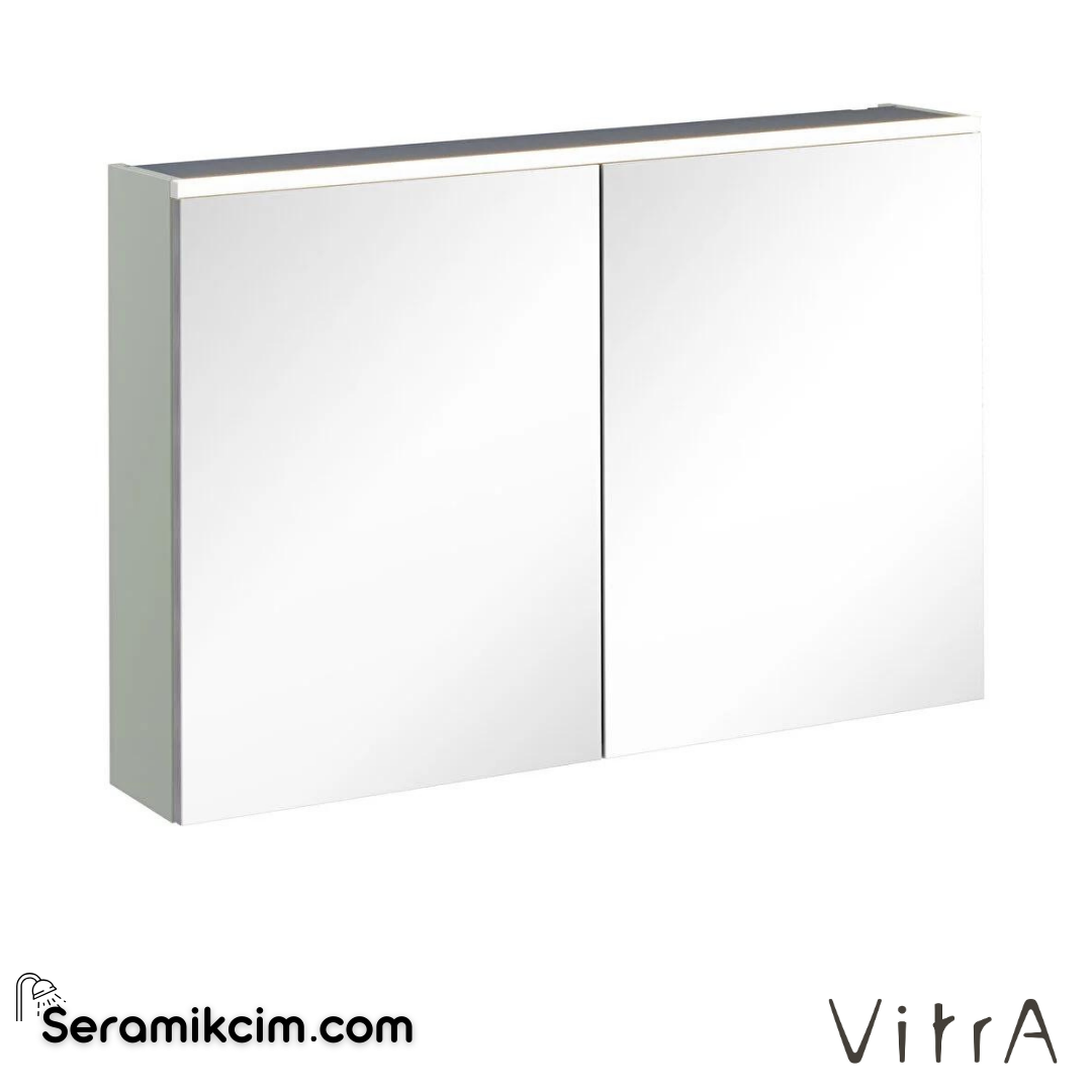 Vitra Core Dolaplı Ayna, 100cm, Mat Retro Yeşili, Aydınlatmalı - 67637