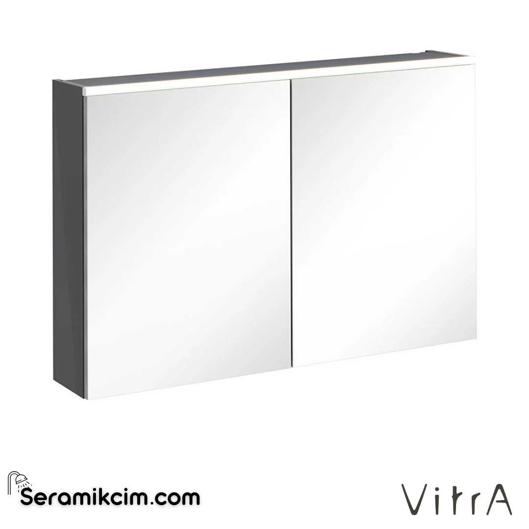 Vitra Core Dolaplı Ayna, 100cm, Parlak Antrasit, Aydınlatmalı - 67623