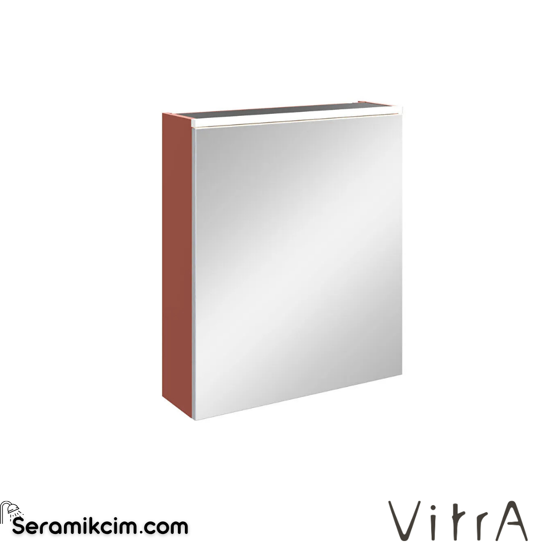 VitrA Core Dolaplı Ayna 60 cm aydınlatmalı mat kırmızı sol 80507